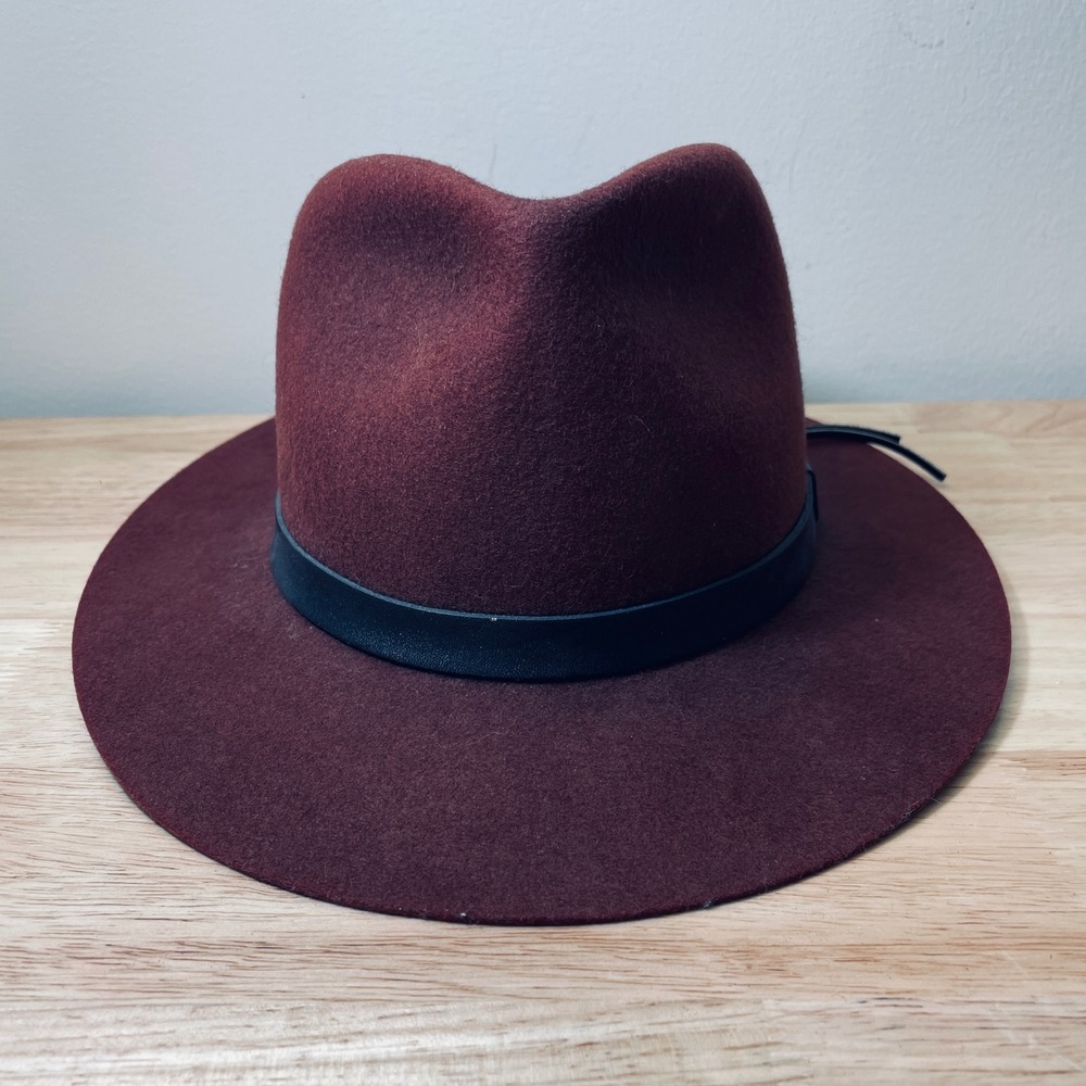 Park Royal Hats Burgundy 100% Wool Felt Fedora Black Leather Band Made in USA M - Picture 2 of 11